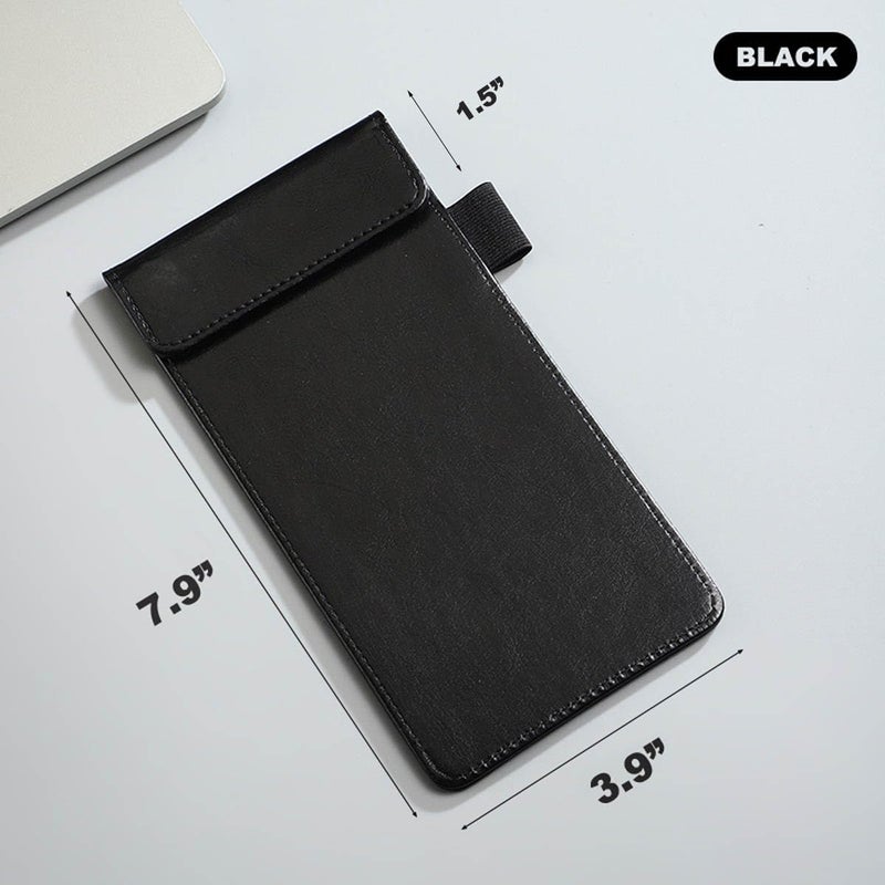 WELLYUK A6 Mini Pocket Clipboard, 7.9" X 3.9" Magnetic PU Notepad Server Pad Menu Holder with Pen Holder File Clip Folder Writing Pad for Business Office Restaurant Hotel - Image 2
